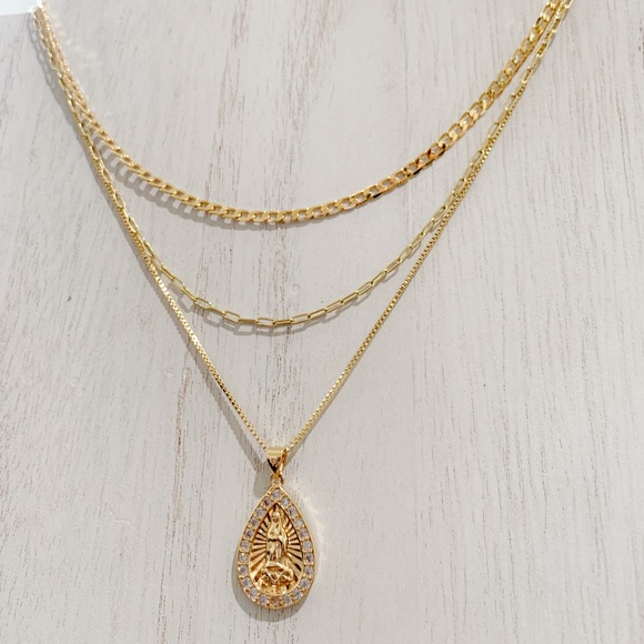 Tear Drop Lady Guadalupe Necklace |14k Gold Filled - Picture 6 of 8